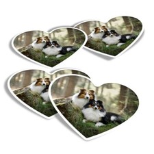 4x Heart Stickers - Sheltie Dog Couple Collie Dogs #16864