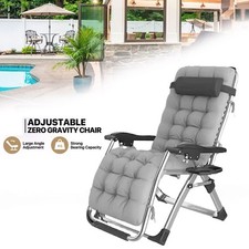 New Garden Zero Gravity Chair Recliner Outdoor Reclining Sun Lounger W/ Cushion