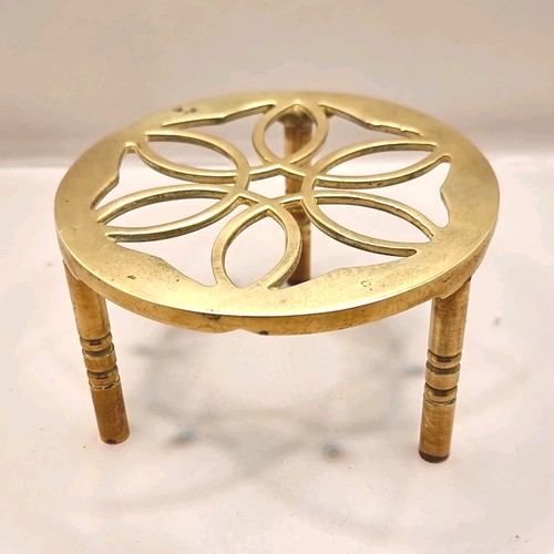 Vintage small brass trivet - vintage,