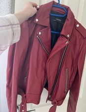 Zara Red Leather Biker Jacket