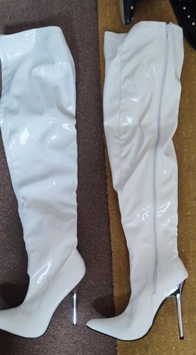 Thigh high white - pvc, patent