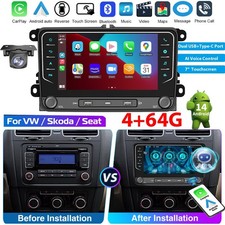 4+64G For VW GOLF MK5 MK6 Android14 Carplay Car Stereo Radio GPS Head Unit +CAM
