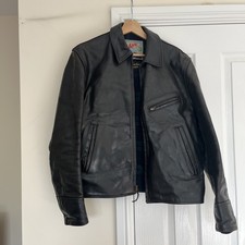 AERO LEATHER Half Bell Dead Riders Jacket Men 38 Horsehide Black 90's From Japan