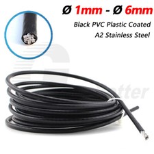 Stainless Steel Wire Rope Cable Rigging Black PVC Coated 1mm 2mm 3mm 4mm 5mm 6mm