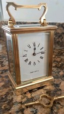 Antique Mechanical 8 Day Carriage Clock Mappin & Webb Brass Case Beval Glass Key