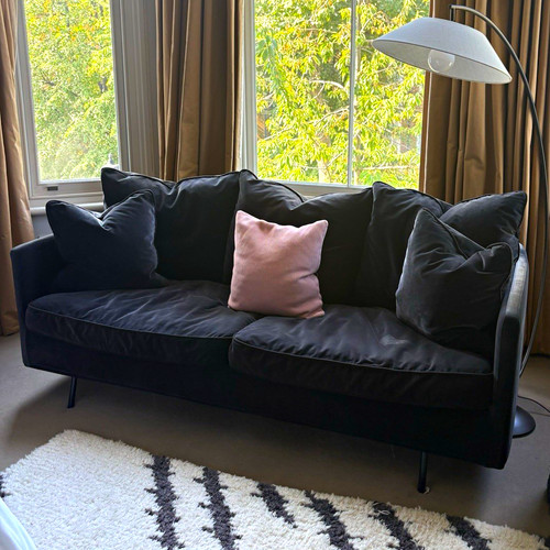 Black velvet sofa with - sofa,