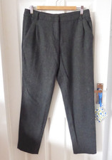 Max Mara Weekend Grey Herringbone Virgin Wool Blend Cropped Trousers UK 10