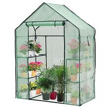 New Walk In Greenhouse PE Plastic Garden Grow Green House with 4 Shelves