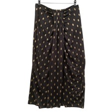 BNWT Next Love & Roses Black With Gold Dots Midi Skirt Front Slit Women's UK 14
