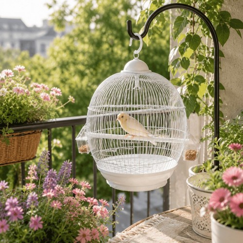 Round metal bird - metal, cage