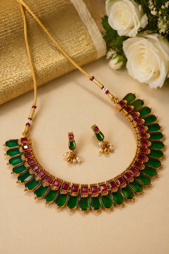 Green palakka mala jewellery - palakka,