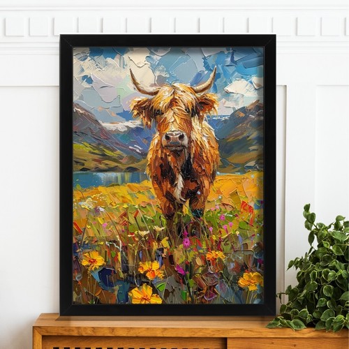 Highland cow painting flower - highland,