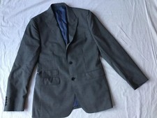 Moss Wool Jacket Grey Suit Jacket Tailored Fit blue Check Mix & Match 40" L