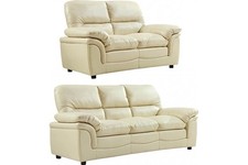 SOFAINSTORE Monza Cream Leather Aire 3+2 Seater Sofa Set | Soft, Durable