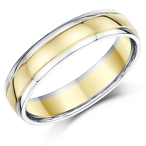 9ct two colour wedding - 9ct, ring