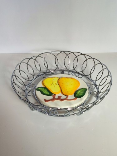 Vintage chrome wire fruit - wire,