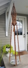 Vintage Macrame Plant Hanger 90" Jute Rope Boho Mid Century Hanging Planter