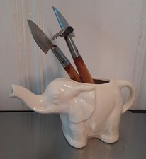 Vintage White Elephant Ceramic Child's Garden Set