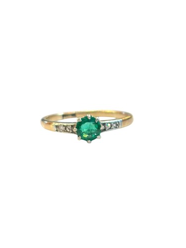 18ct antique emerald and - 18ct,