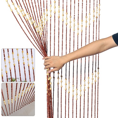 Wooden beaded bamboo door - wooden,
