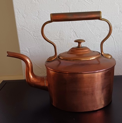 Antique copper kettle - copper, stamped