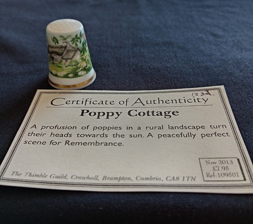 Poppy cottage thimble with - cottage,