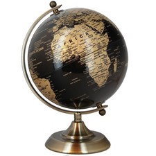 World Globe Rotating Stand Home Office Large Gift Ornament Elegant Black Gold