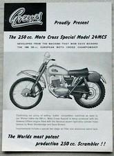 Greeves 250cc Moto Cross Special Model 24MCS Motorcycle Sales Spec Leaflet 1961