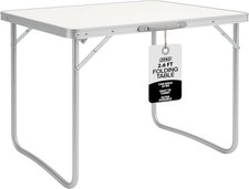 FOLDABLE 2.6FT PICNIC TABLE CAMPING TABLE OUTDOOR WHITE PORTABLE FOLDING DESK