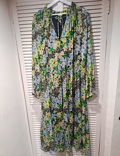Green floral autumn long - floral,