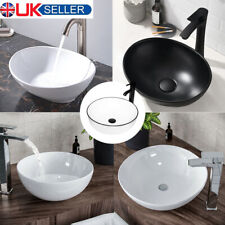 Bathroom Sink Hand Wash Countertop Modern Small Basin Ceramic White Oval Round