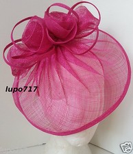 HOT PINK SINAMAY HEADBAND HAT FASCINATOR WEDDING ASCOT HEN PARTY LADIES DAY NEW