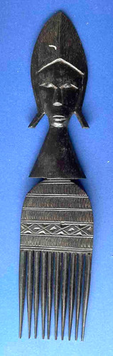 African tribal ebony comb with - ebony,