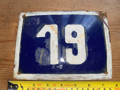 Old blue french house number - old,