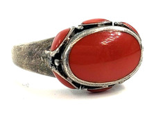 Sterling Silver Ring Size 9 Womens Southwestern Red Stone Vintage Tucson Artisan