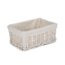 White Wash Wicker Storage Basket with Lining