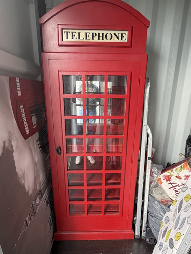 Red telephone box style wooden - box,