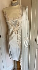 David Nieper Luxury Pure SILK & Lace Long Dressing Gown Robe & Nightdress Size14