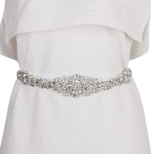 Bridal Wedding Dress Belt Sash Diamante Bling Sparkle Crystal White Ribbon