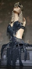 Vintage Ball Room Dancing Salsa Rhinestoned Detailed Theatre Costume Dress