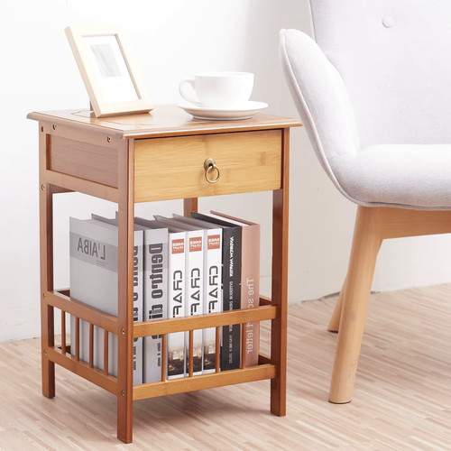 Bamboo bedside table with - bedside,