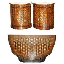 PAIR OF VINTAGE THEODORE ALEXANDER MOTHER OF PEARL DEMI LUNE SIDEBOARD CUPBOARDS