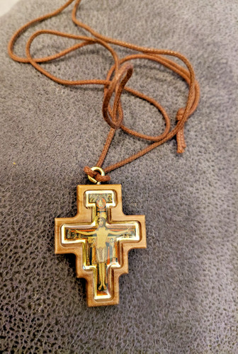 Saint damiano olive wood cross - saint,