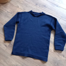 LE TRICOTER GUERNSEY TRADITIONAL WOOL FISHERMANS BLUE JUMPER SIZE M Ladies S Men