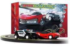 Micro Scalextric Police Pursuit Car Race Set with Track, Loops, Stunts - NEW
