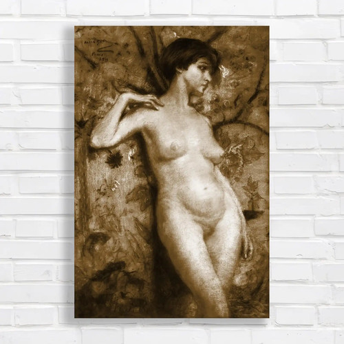 Nude woman ornate - in, flower