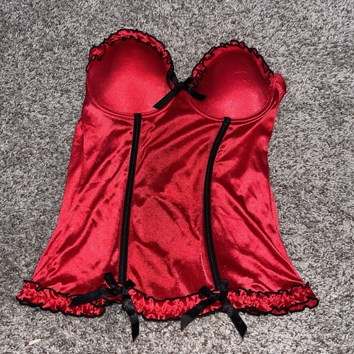 Women red silk - and, lace