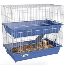 PawHut 2-Tier Small Animal Cage for Rabbit Ferret Chinchilla w/ Ramp Food Dish