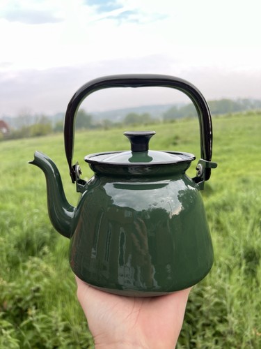 Enamel kettle vintage 1960s - enamel,