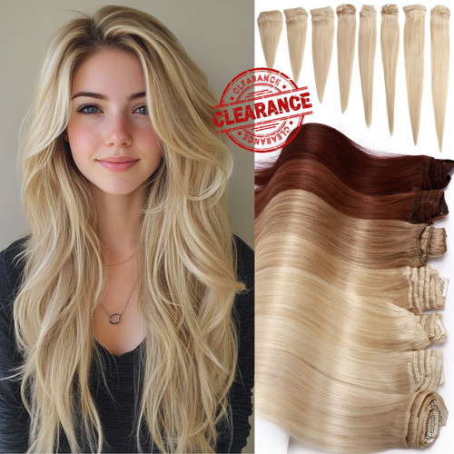 Blonde clip human hair - blonde,